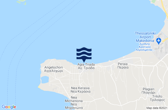 Mappa delle maree di Agía Triáda, Greece