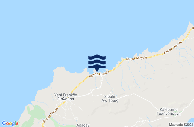Mappa delle maree di Agía Triás, Cyprus