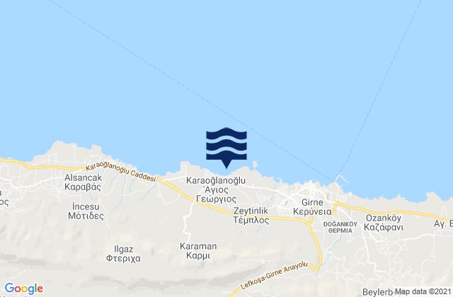 Mappa delle maree di Agírda, Cyprus