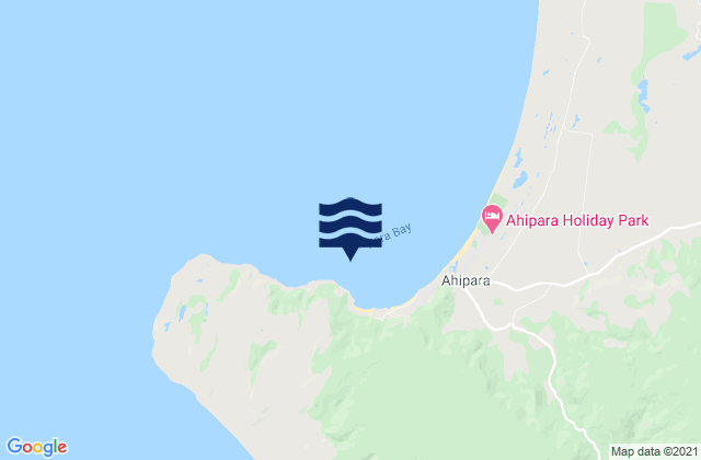 Mappa delle maree di Ahipara Bay, New Zealand