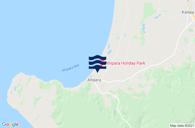 Mappa delle maree di Ahipara, New Zealand