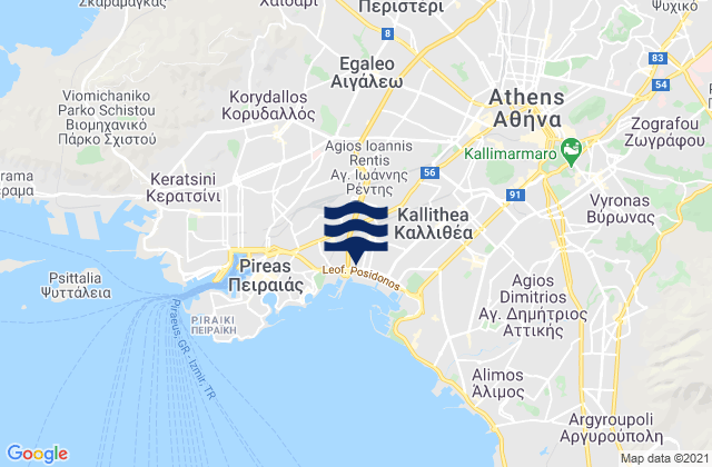 Mappa delle maree di Aigáleo, Greece