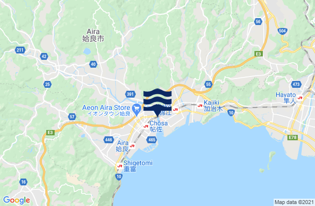 Mappa delle maree di Aira Shi, Japan