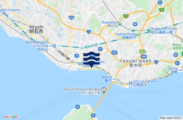 Mappa delle maree di Akashi, Japan