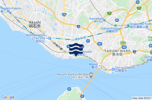 Mappa delle maree di Akashi Ko Akashi Seto, Japan