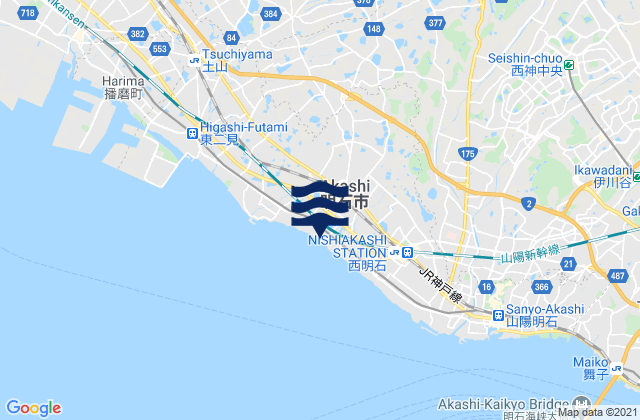 Mappa delle maree di Akashi Shi, Japan