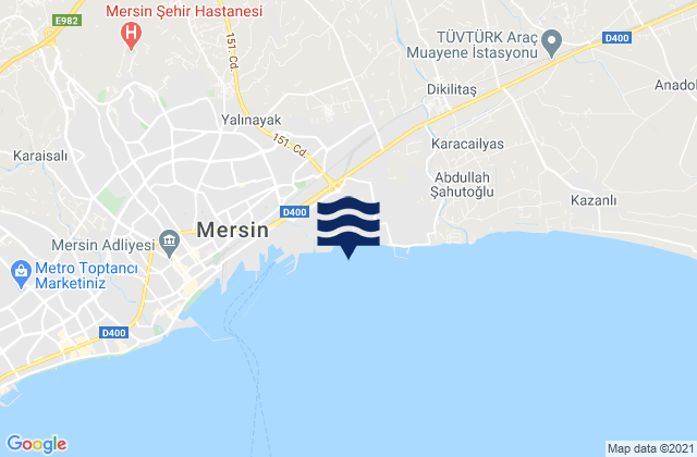 Mappa delle maree di Akdeniz, Turkey