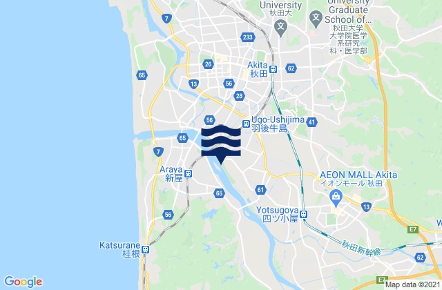 Mappa delle maree di Akita, Japan