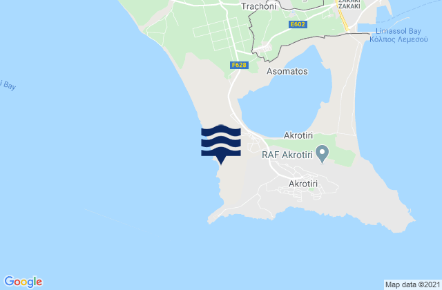 Mappa delle maree di Akrotíri, Cyprus