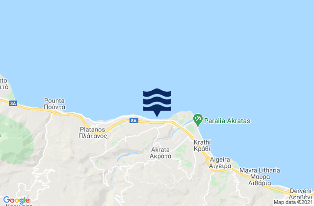 Mappa delle maree di Akráta, Greece
