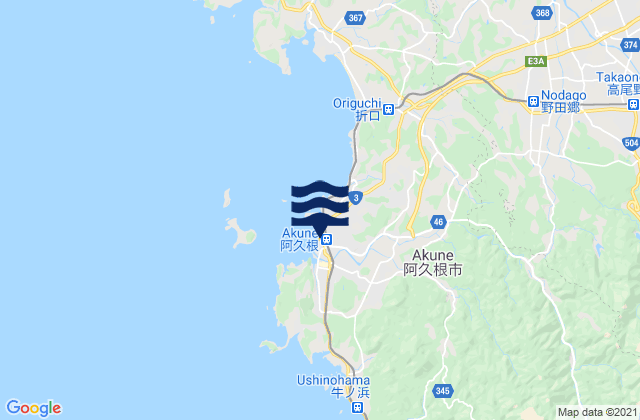 Mappa delle maree di Akune Shi, Japan