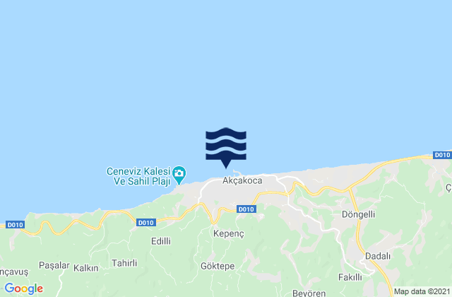 Mappa delle maree di Akçakoca, Turkey