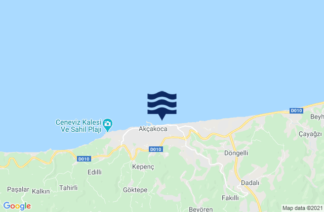 Mappa delle maree di Akçakoca İlçesi, Turkey