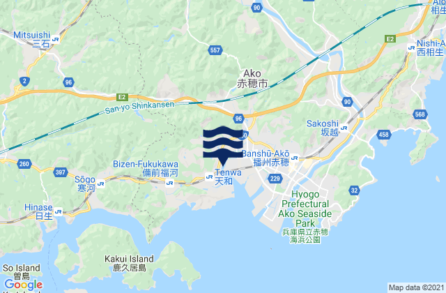 Mappa delle maree di Akō Shi, Japan