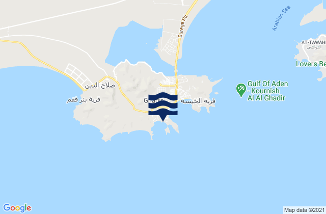 Mappa delle maree di Al Burayqah, Yemen