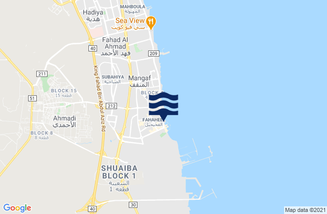 Mappa delle maree di Al Faḩāḩīl, Kuwait