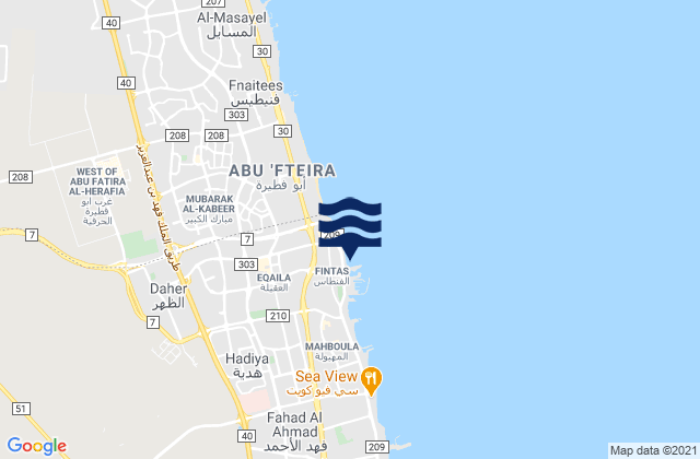 Mappa delle maree di Al Finţās, Kuwait