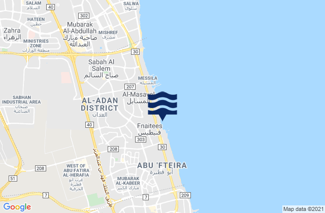 Mappa delle maree di Al Funayţīs, Kuwait