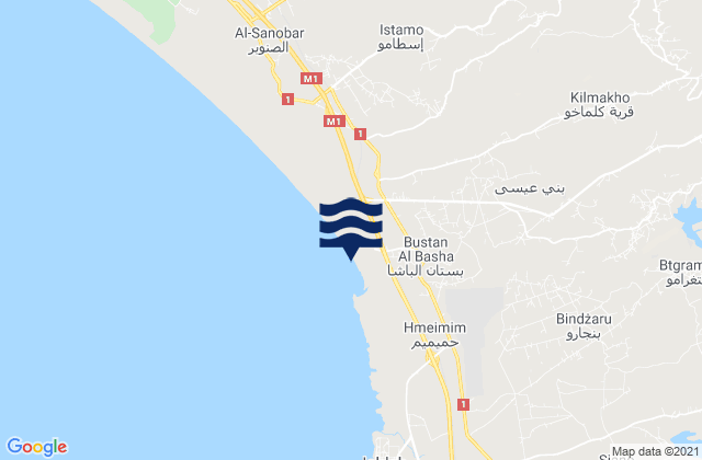Mappa delle maree di Al Fākhūrah, Syria