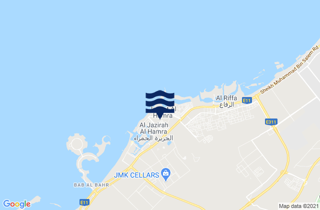 Mappa delle maree di Al Jazirah Al Hamra, United Arab Emirates