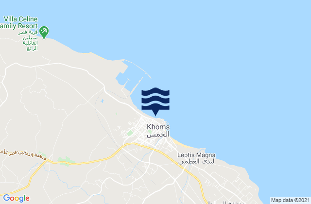 Mappa delle maree di Al Khums, Libya