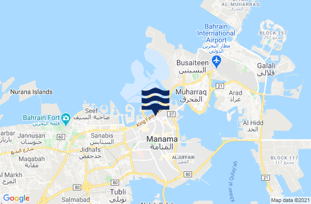 Mappa delle maree di Al Manamah Harbor, Saudi Arabia
