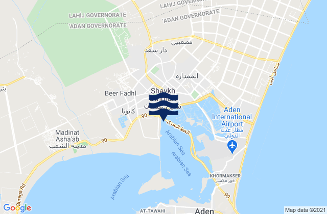 Mappa delle maree di Al Mansura, Yemen