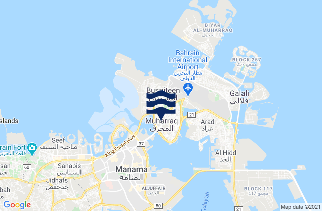 Mappa delle maree di Al Muharraq, Bahrain