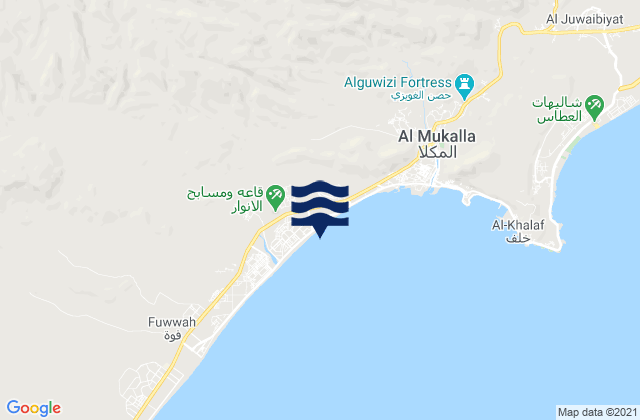 Mappa delle maree di Al Mukalla, Yemen