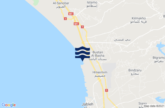 Mappa delle maree di Al Qardāḩah, Syria