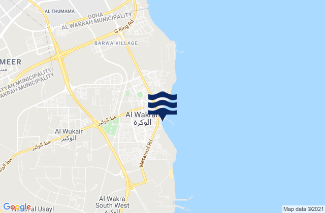 Mappa delle maree di Al Wukayr, Qatar