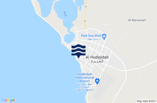 Mappa delle maree di Al Ḩudaydah, Yemen
