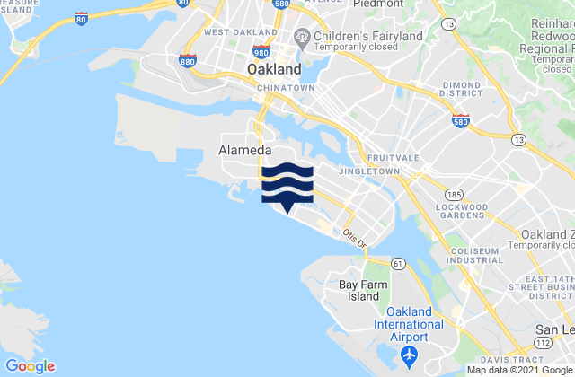 Mappa delle maree di Alameda, United States