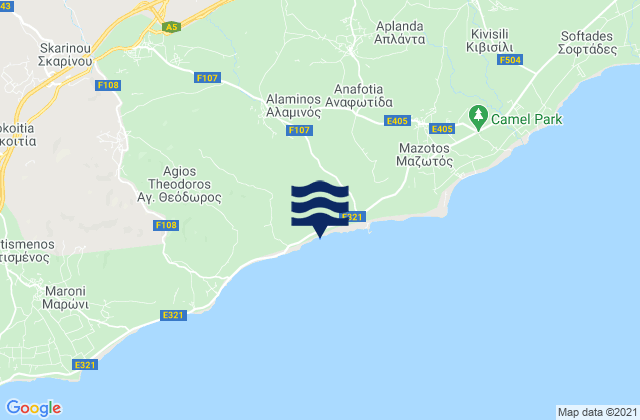 Mappa delle maree di Alaminós, Cyprus