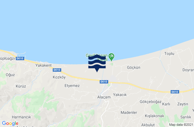 Mappa delle maree di Alaçam, Turkey