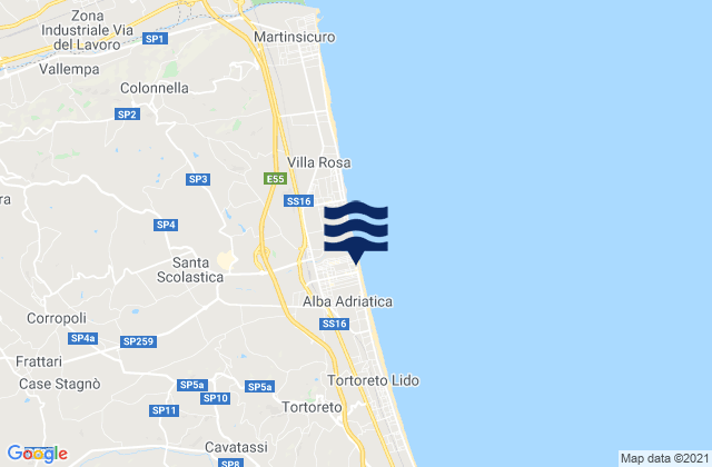 Mappa delle maree di Alba Adriatica, Italy