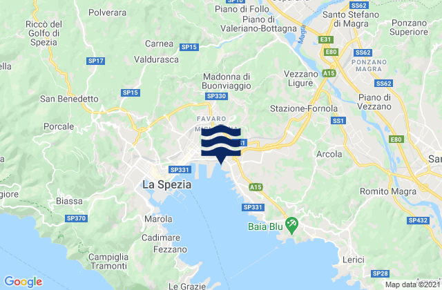 Mappa delle maree di Albiano Magra, Italy