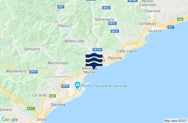 Mappa delle maree di Albissola Marina, Italy