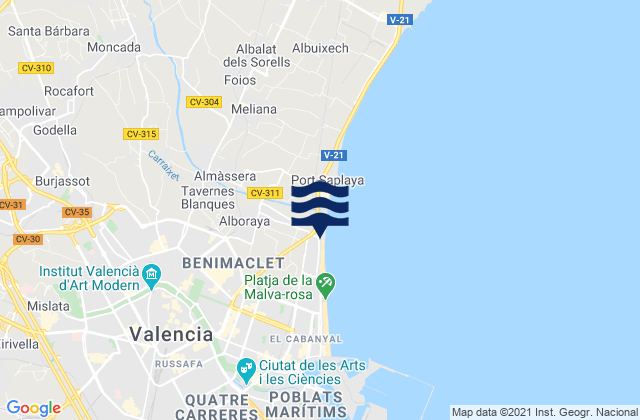 Mappa delle maree di Alboraya, Spain