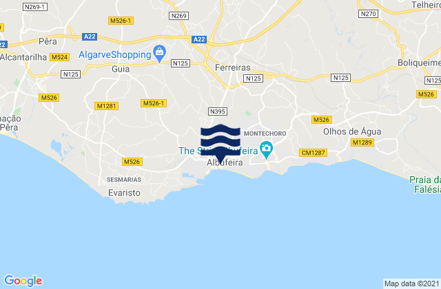 Mappa delle maree di Albufeira, Portugal