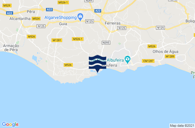 Mappa delle maree di Albufeira, Portugal