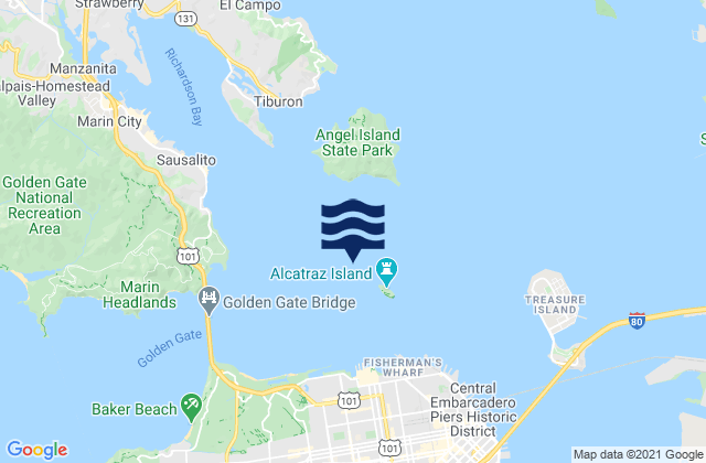 Mappa delle maree di Alcatraz Island W, United States