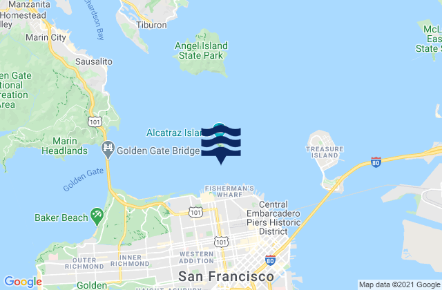 Mappa delle maree di Alcatraz Island south of, United States