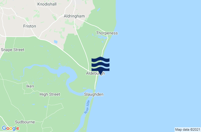 Mappa delle maree di Aldeburgh, United Kingdom