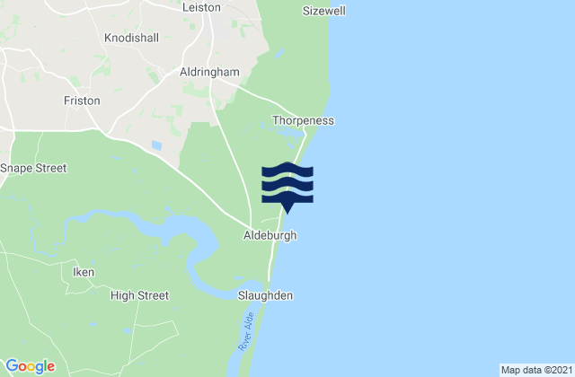Mappa delle maree di Aldeburgh's Beach, United Kingdom