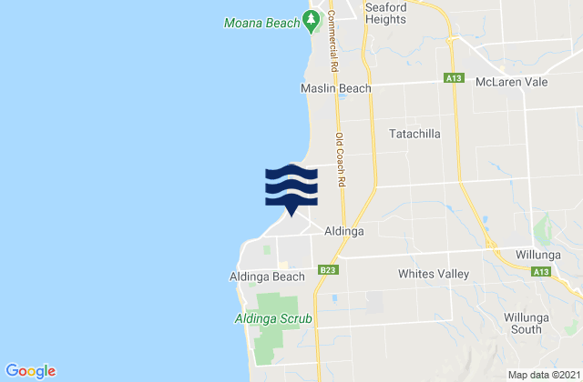 Mappa delle maree di Aldinga, Australia