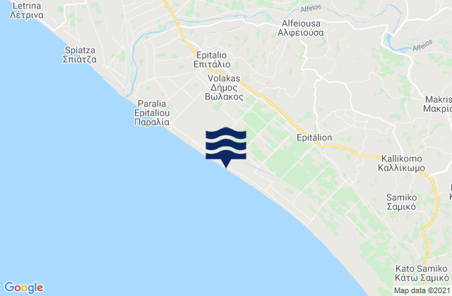 Mappa delle maree di Alfeioúsa, Greece