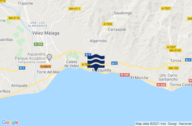 Mappa delle maree di Algarrobo, Spain