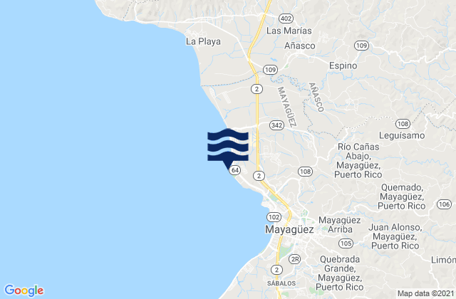 Mappa delle maree di Algarrobos Barrio, Puerto Rico