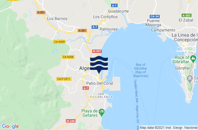 Mappa delle maree di Algeciras, Spain